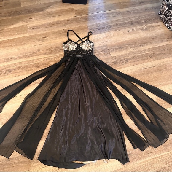 Sue Wong Nocturne Black Beaded Embroidered Maxi Gown Dress Size 4 Formal Prom - Picture 16 of 16